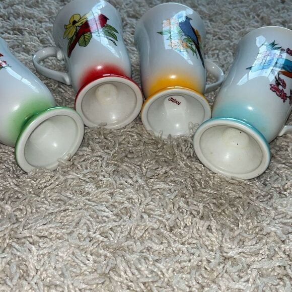 Vintage Fred Roberts Audubon Lovers Footed Bird Mugs, Set of 4 - Picture 15 of 15